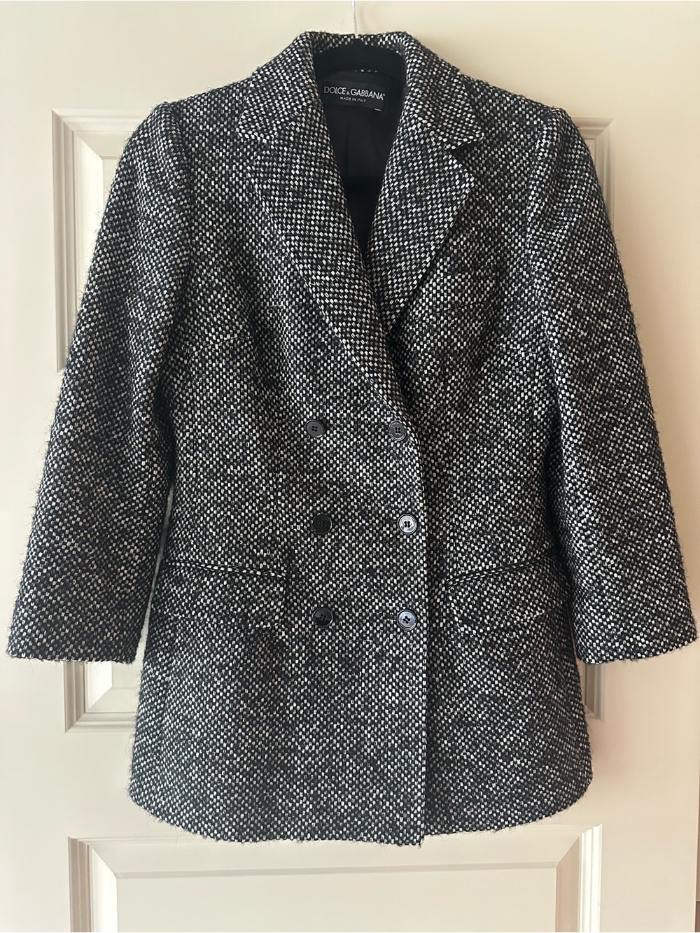 Dolce & Gabbana Black and White Tweed Double-Breasted Jacket